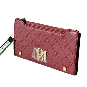 NWT Badgley Mischka Burgundy Quilted Long Cardholder Wallet